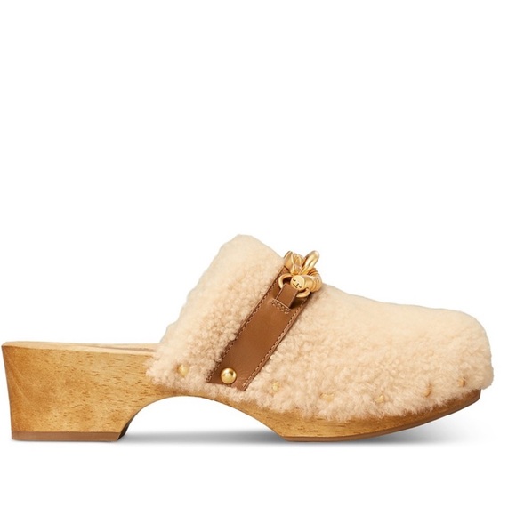 Tory Burch Shearling Jessa Studded Clog Shoe Women's Size 8.5 - Picture 2 of 10